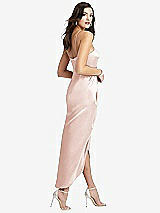 Rear View Thumbnail - Blush Halter Midi Dress with Draped Tulip Skirt