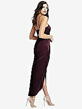 Rear View Thumbnail - Bordeaux Halter Midi Dress with Draped Tulip Skirt