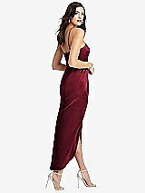 Rear View Thumbnail - Burgundy Halter Midi Dress with Draped Tulip Skirt