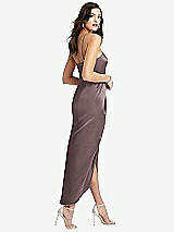 Rear View Thumbnail - French Truffle Halter Midi Dress with Draped Tulip Skirt