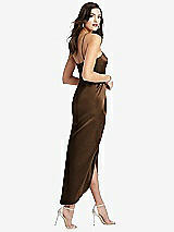 Rear View Thumbnail - Latte Halter Midi Dress with Draped Tulip Skirt