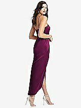 Rear View Thumbnail - Merlot Halter Midi Dress with Draped Tulip Skirt