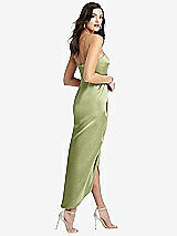 Rear View Thumbnail - Mint Halter Midi Dress with Draped Tulip Skirt