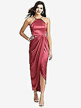 Front View Thumbnail - Nectar Halter Midi Dress with Draped Tulip Skirt