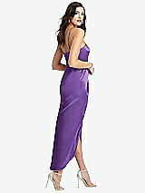 Rear View Thumbnail - Pansy Halter Midi Dress with Draped Tulip Skirt