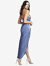 Rear View Thumbnail - Periwinkle - PANTONE Serenity Halter Midi Dress with Draped Tulip Skirt