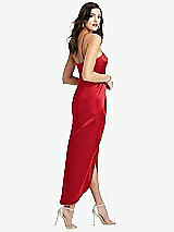 Rear View Thumbnail - Parisian Red Halter Midi Dress with Draped Tulip Skirt