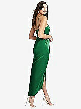 Rear View Thumbnail - Shamrock Halter Midi Dress with Draped Tulip Skirt