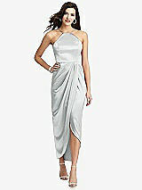 Front View Thumbnail - Sterling Halter Midi Dress with Draped Tulip Skirt