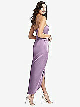 Rear View Thumbnail - Wood Violet Halter Midi Dress with Draped Tulip Skirt