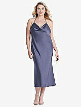 Alt View 2 Thumbnail - French Blue Cowl-Neck Convertible Midi Slip Dress - Piper