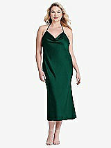 Alt View 2 Thumbnail - Hunter Green Cowl-Neck Convertible Midi Slip Dress - Piper