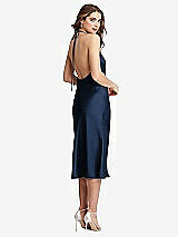 Rear View Thumbnail - Midnight Navy Cowl-Neck Convertible Midi Slip Dress - Piper