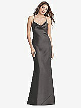 Rear View Thumbnail - Caviar Gray Cowl-Neck Convertible Maxi Slip Dress - Reese