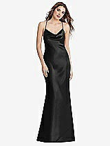 Rear View Thumbnail - Black Cowl-Neck Convertible Maxi Slip Dress - Reese