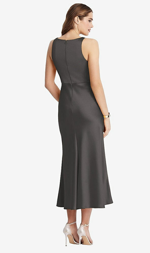 Back View - Caviar Gray Cowl-Neck Midi Tank Dress - Esme