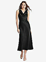 Front View Thumbnail - Black Cowl-Neck Midi Tank Dress - Esme