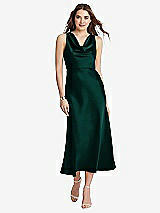 Front View Thumbnail - Evergreen Cowl-Neck Midi Tank Dress - Esme