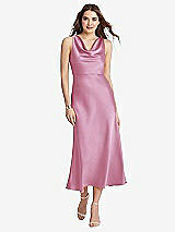 Front View Thumbnail - Powder Pink Cowl-Neck Midi Tank Dress - Esme