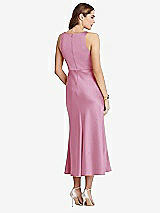 Rear View Thumbnail - Powder Pink Cowl-Neck Midi Tank Dress - Esme