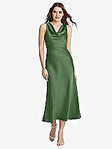 Front View Thumbnail - Vineyard Green Cowl-Neck Midi Tank Dress - Esme