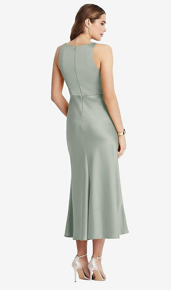 Back View - Willow Green Cowl-Neck Midi Tank Dress - Esme