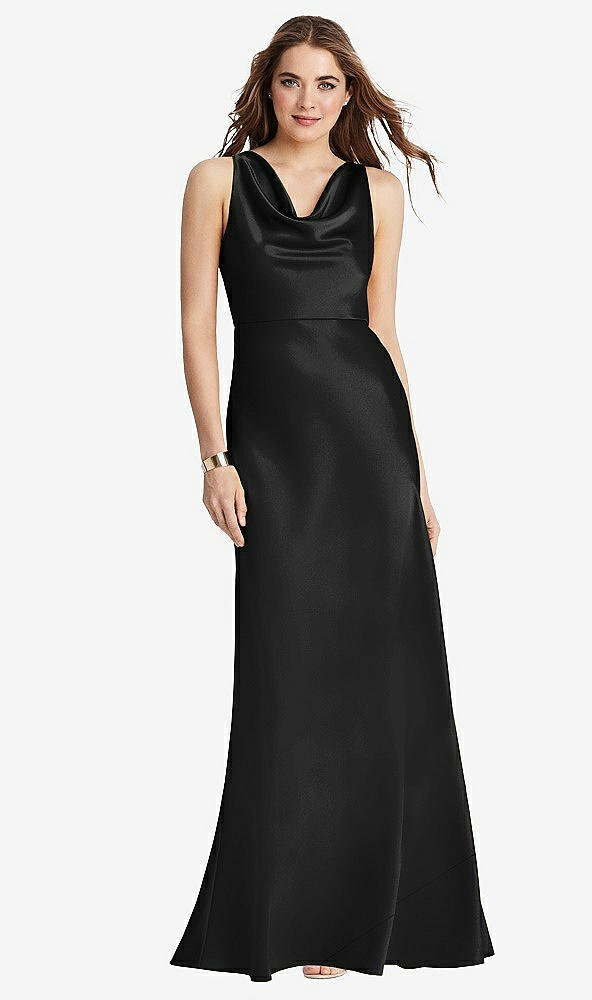 Front View - Black Cowl-Neck Maxi Tank Dress - Nova