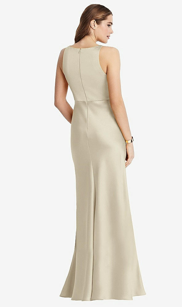 Back View - Champagne Cowl-Neck Maxi Tank Dress - Nova