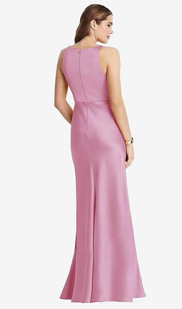 Back View - Powder Pink Cowl-Neck Maxi Tank Dress - Nova