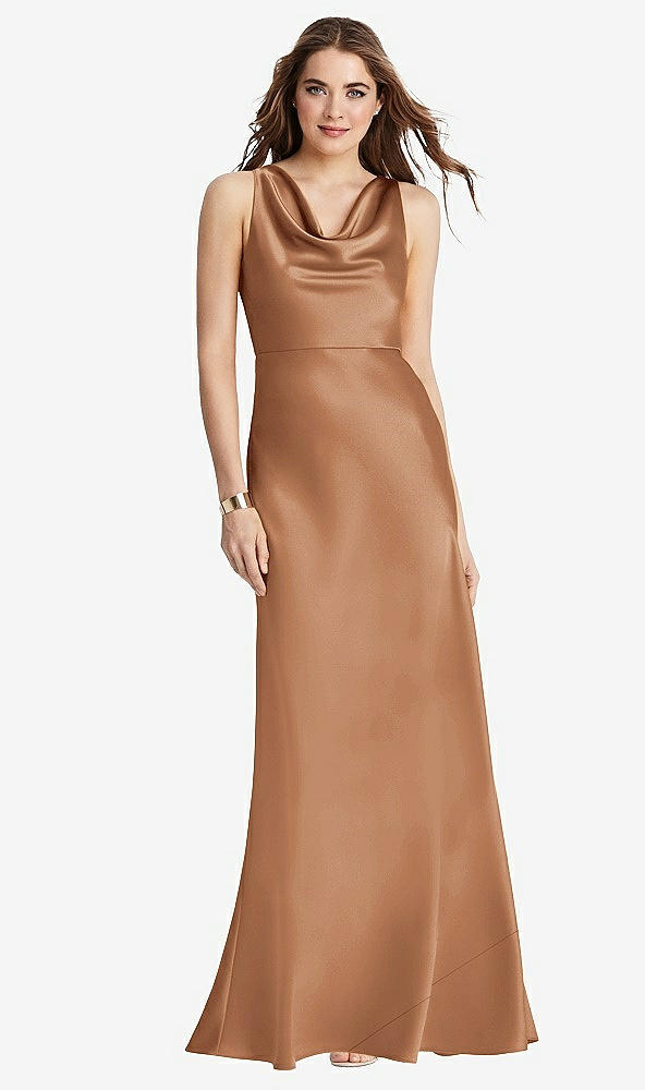 Front View - Toffee Cowl-Neck Maxi Tank Dress - Nova