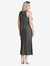 Alt View 3 Thumbnail - Caviar Gray Tie Neck Cutout Midi Tank Dress - Lou