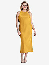 Alt View 2 Thumbnail - NYC Yellow Tie Neck Cutout Midi Tank Dress - Lou