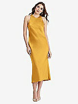 Front View Thumbnail - NYC Yellow Tie Neck Cutout Midi Tank Dress - Lou