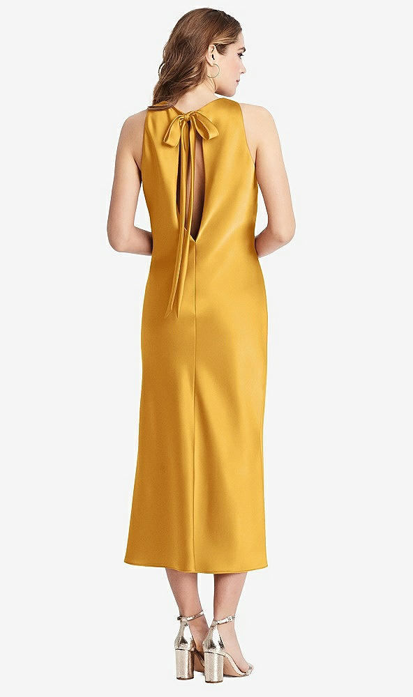 Back View - NYC Yellow Tie Neck Cutout Midi Tank Dress - Lou