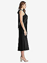 Side View Thumbnail - Black Tie Neck Cutout Midi Tank Dress - Lou