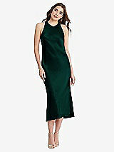 Front View Thumbnail - Evergreen Tie Neck Cutout Midi Tank Dress - Lou