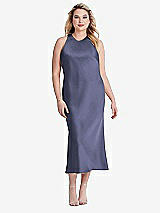 Alt View 2 Thumbnail - French Blue Tie Neck Cutout Midi Tank Dress - Lou