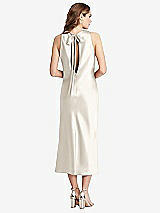 Rear View Thumbnail - Ivory Tie Neck Cutout Midi Tank Dress - Lou