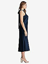 Side View Thumbnail - Midnight Navy Tie Neck Cutout Midi Tank Dress - Lou