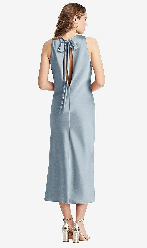 Back View - Mist Tie Neck Cutout Midi Tank Dress - Lou