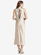 Rear View Thumbnail - Oat Tie Neck Cutout Midi Tank Dress - Lou