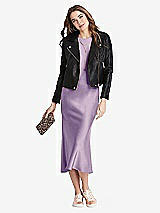 Alt View 1 Thumbnail - Pale Purple Tie Neck Cutout Midi Tank Dress - Lou