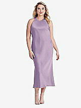 Alt View 2 Thumbnail - Pale Purple Tie Neck Cutout Midi Tank Dress - Lou