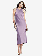 Front View Thumbnail - Pale Purple Tie Neck Cutout Midi Tank Dress - Lou