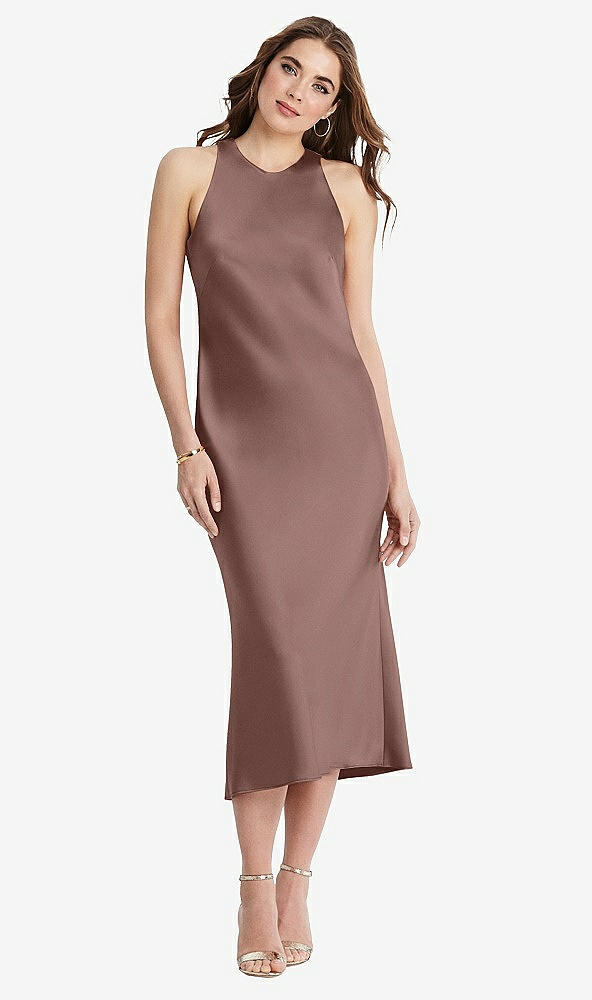 Front View - Sienna Tie Neck Cutout Midi Tank Dress - Lou