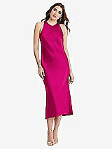 Front View Thumbnail - Think Pink Tie Neck Cutout Midi Tank Dress - Lou