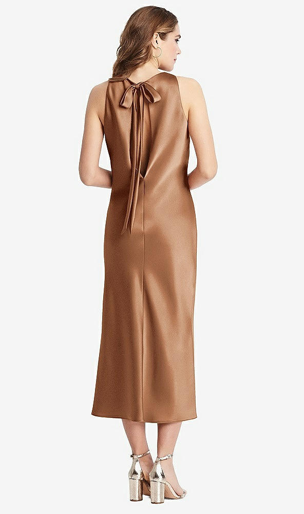 Back View - Toffee Tie Neck Cutout Midi Tank Dress - Lou