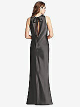 Front View Thumbnail - Caviar Gray Tie Neck Low Back Maxi Tank Dress - Marin