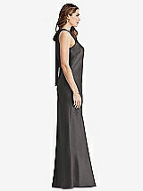 Side View Thumbnail - Caviar Gray Tie Neck Low Back Maxi Tank Dress - Marin