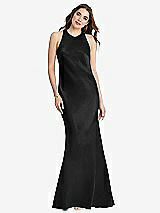 Rear View Thumbnail - Black Tie Neck Low Back Maxi Tank Dress - Marin